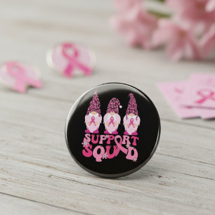Gnomes Support Squad Breast Cancer Awareness  10 Cm Round Badge