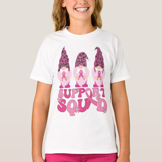 Gnomes Support Squad Breast Cancer Awareness  T-Shirt (Front)