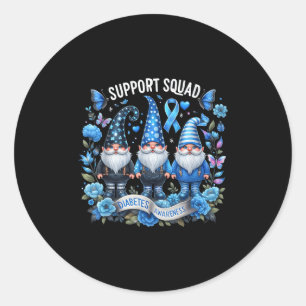 Gnomes Support Squad Diabetes Awareness Month Blue Classic Round Sticker