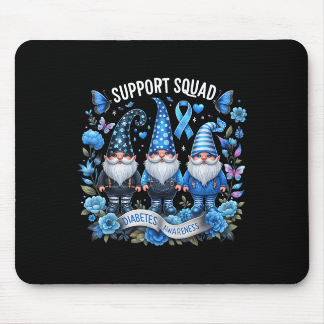 Gnomes Support Squad Diabetes Awareness Month Blue Mouse Pad (Front)