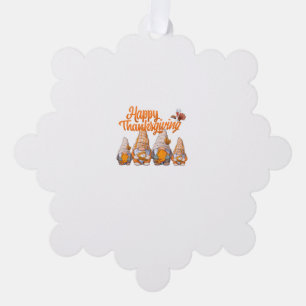 Gnomes Thanksgiving Disguise Holding Turkey and Pu Tree Decoration Card