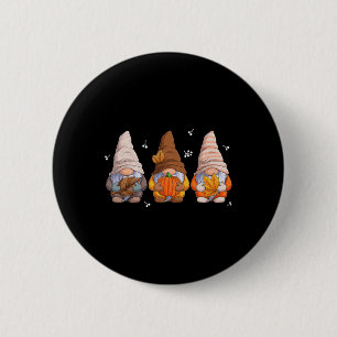 Gnomes Thanksgiving Gnomes With Pumpkin Leaves  6 Cm Round Badge