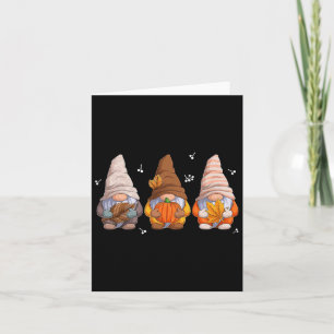 Gnomes Thanksgiving Gnomes With Pumpkin Leaves Card