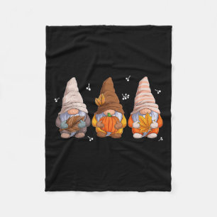 Gnomes Thanksgiving Gnomes With Pumpkin Leaves  Fleece Blanket