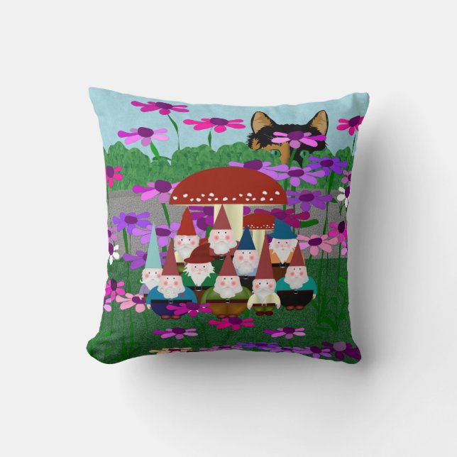 Gnomes Throw Pillow (Front)