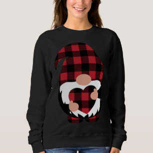 Gnomes Valentine's Day Love Leopard Buffalo Plaid  Sweatshirt