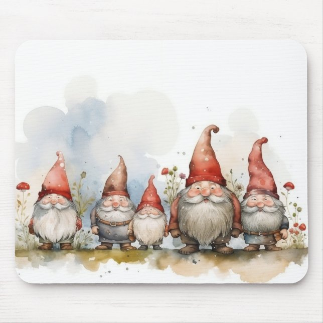 Gnomes Watercolor Mouse Pad (Front)