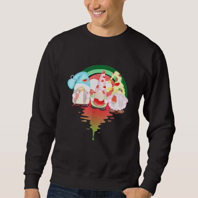 Gnomes Watermelon Vaporwave Sunset Summer Sweatshirt (Front)