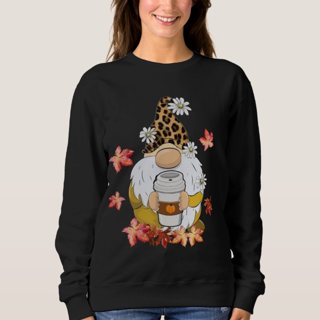 Gnomes Wearing Leopard Hat Thanksgiving Vibes Pump Sweatshirt (Front)