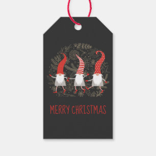 Gnomes Whimsical Merry Christmas Red Black Gift Tags