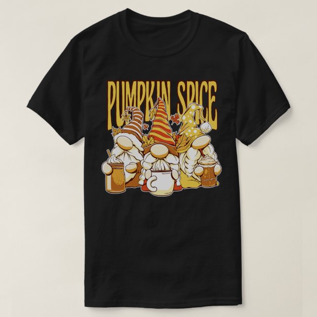 Gnomes with autumn drinks T-Shirt (Design Front)