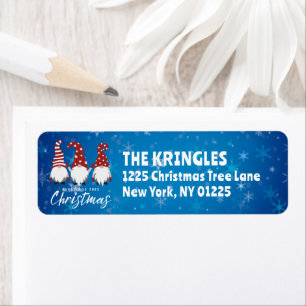 Gnomes With Blessings Deep Blue Return Address Label
