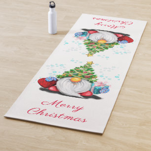 Gnomes with Christmas Tree Hat and Gifts - Yoga Mat