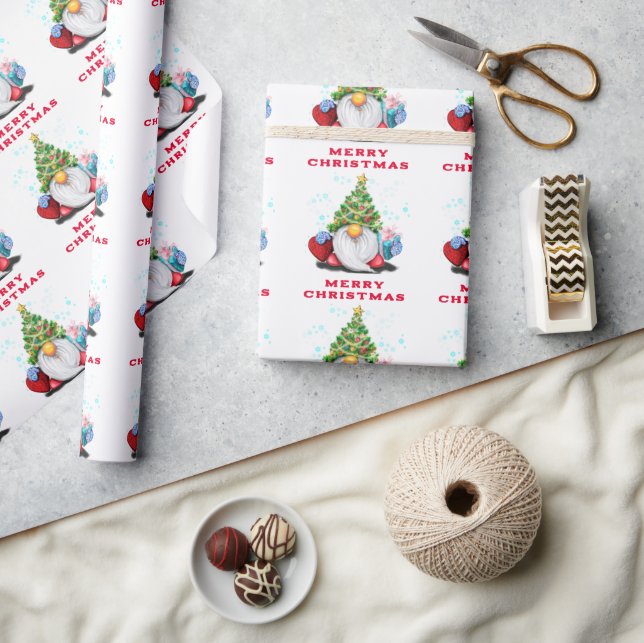 Gnomes with Gift Christmas Wrapping Paper (Crafts)