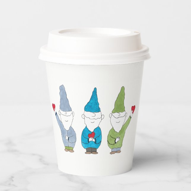 Gnomes With Hearts Paper Cups (Front)