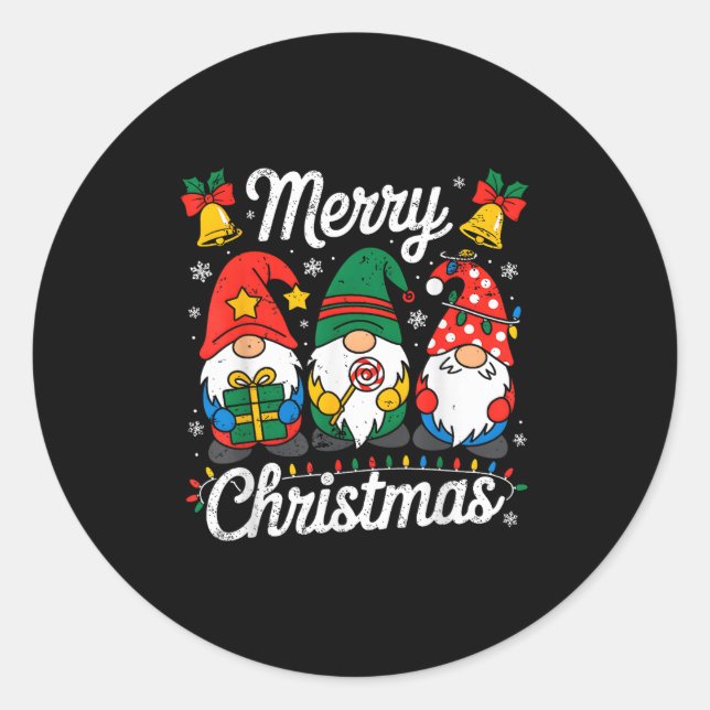 Gnomes Xmas Funny Merry Christmas Gnomes Men Women Classic Round Sticker (Front)