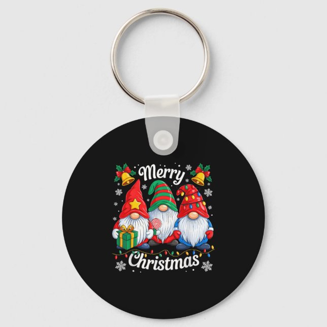 Gnomes Xmas Funny Merry Christmas Gnomes Men Women Key Ring (Front)