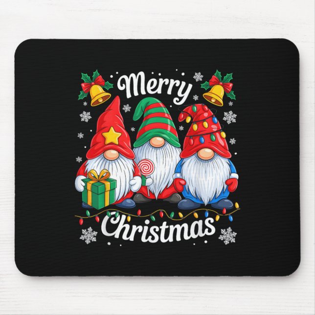 Gnomes Xmas Funny Merry Christmas Gnomes Men Women Mouse Pad (Front)
