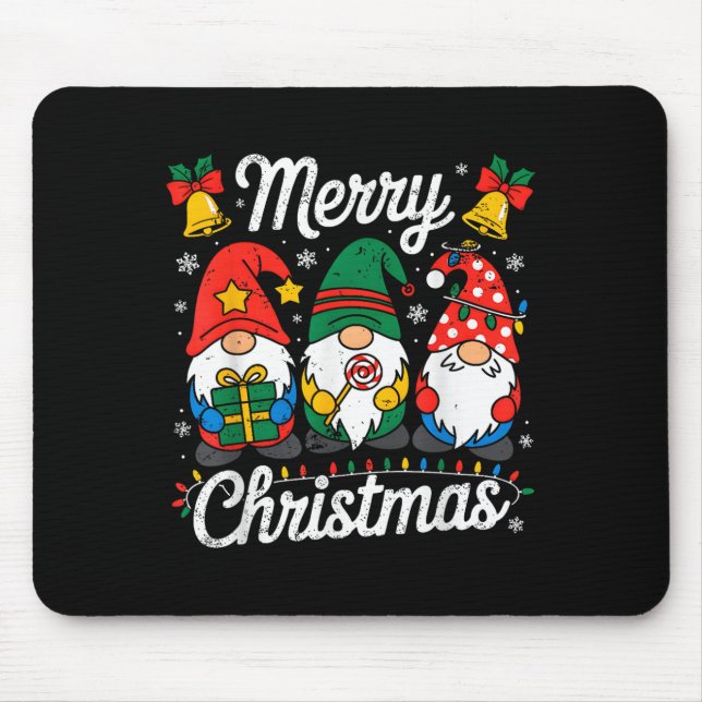 Gnomes Xmas Funny Merry Christmas Gnomes Men Women Mouse Pad (Front)
