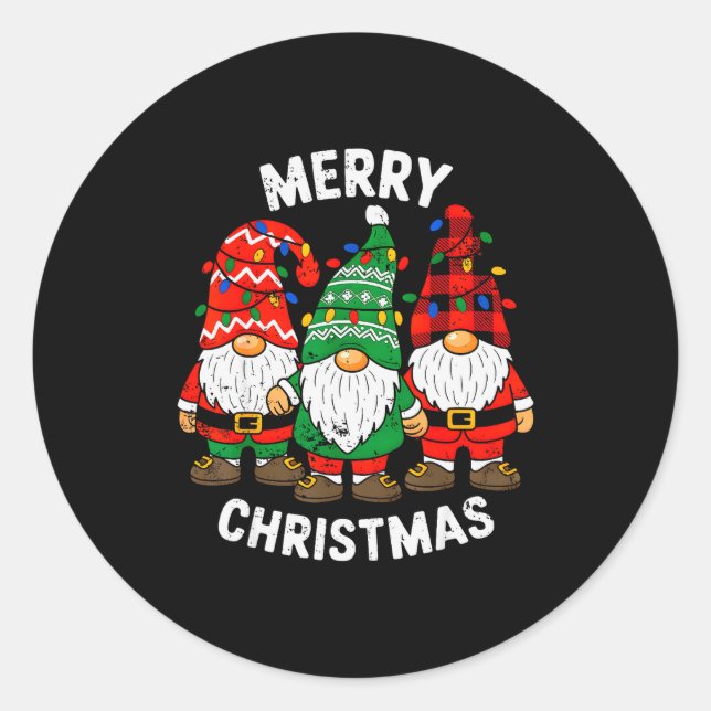 Gnomes Xmas Funny Merry Christmas Squad For Men Wo Classic Round Sticker (Front)