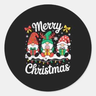 Gnomes Xmas Funny Merry Christmas Squad For Men Wo Classic Round Sticker