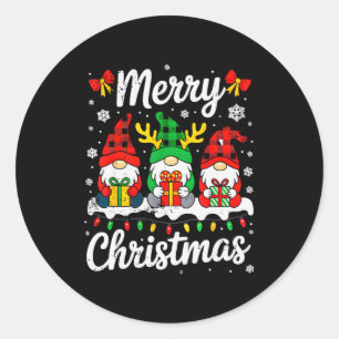 Gnomes Xmas Funny Merry Christmas Squad For Men Wo Classic Round Sticker
