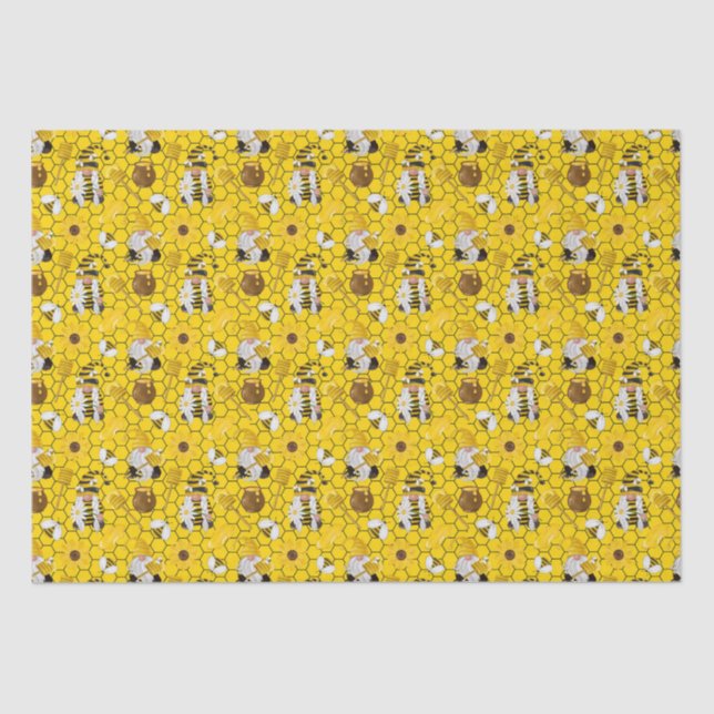 Gnomes Yellow Sunflowers Bees Honey  Tissue Paper (Front)