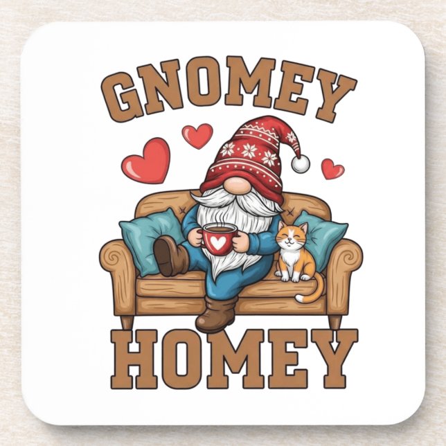 Gnomey homey gnome at home design coaster (Front)