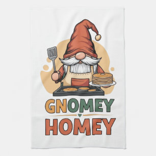 Gnomey homey pancakes design tea towel