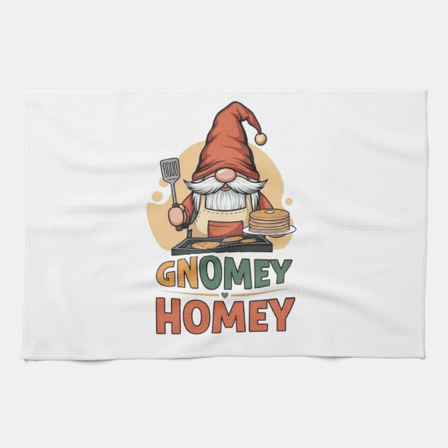 Gnomey homey pancakes design tea towel (Horizontal)