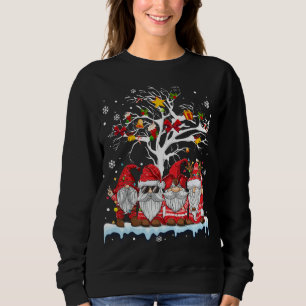 Gnomies In Red Gnome Christmas Ugly Tree Lights Sn Sweatshirt