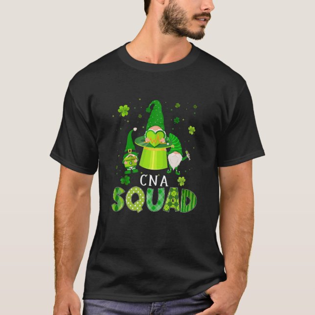 Gnomies Irish CNA Nurse Squad Nursing St Patrick's T-Shirt (Front)