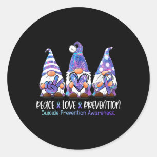 Gnomies Lover Peace Love Prevention Suicide Awaren Classic Round Sticker