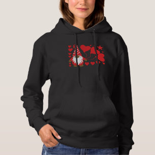 Gnomies Lovers Design Big Red Heart Valentines Day Hoodie