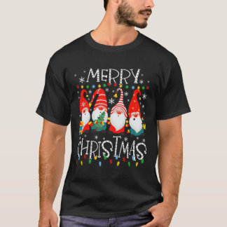 Gnomies Merry Christmas Family Lights Xmas Pyjamas T-Shirt