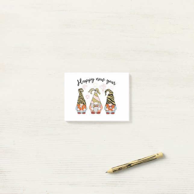 Gnomies New Year | New Year 2023 | Happy New Year Post-it Notes (On Desk)