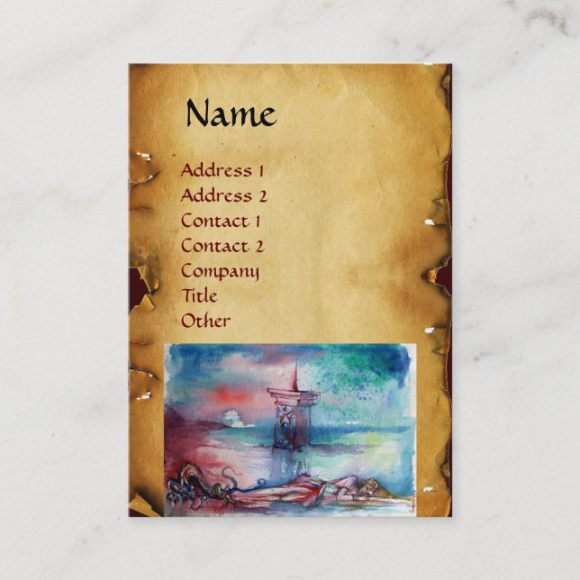 GNOMON  AND LADY OF THE LAKE Brown parchment Business Card (Front)