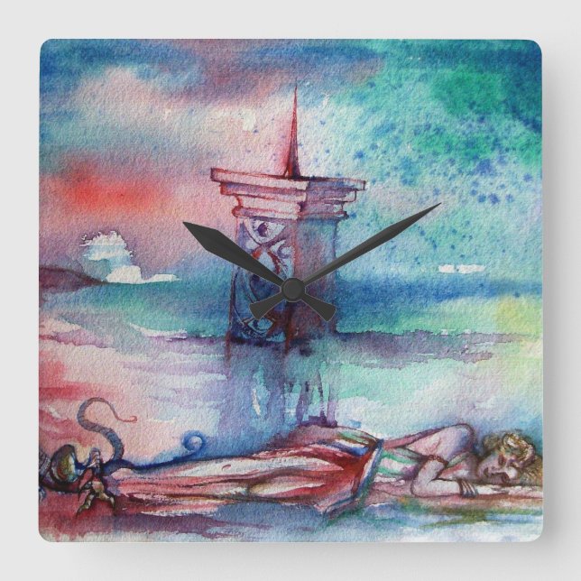 GNOMON AND LADY OF THE LAKE SQUARE WALL CLOCK (Front)