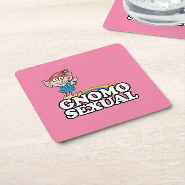 Gnomosexual Square Paper Coaster (Angled)