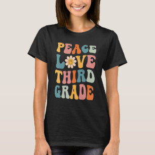 Gnoovy Retro Vintage Peace Love Third Grade Back T T-Shirt