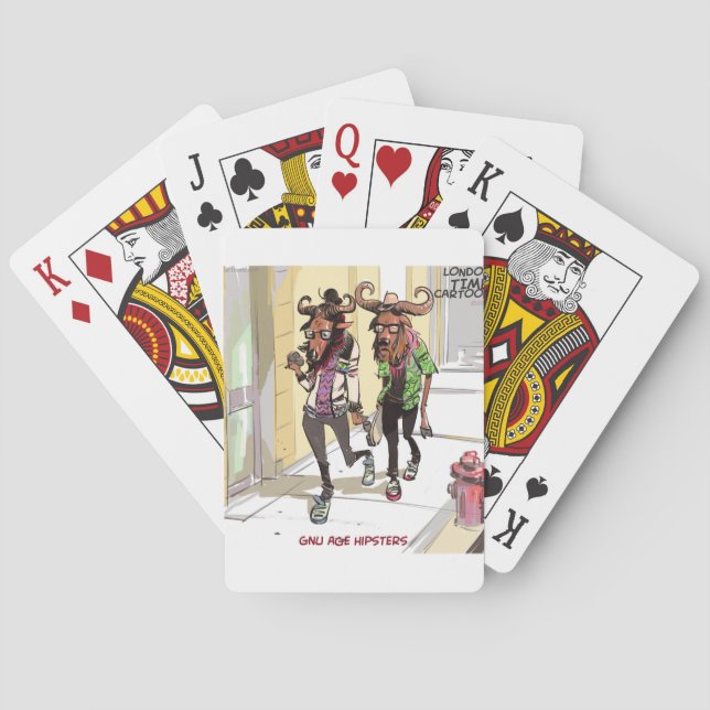 Gnu Age Hipsters Funny Playing Cards (Back)