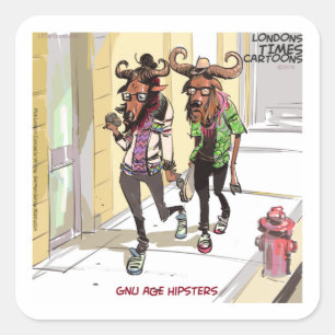 Gnu Age Hipsters Funny Square Sticker