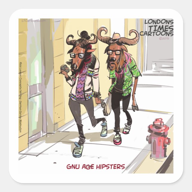 Gnu Age Hipsters Funny Square Sticker (Front)
