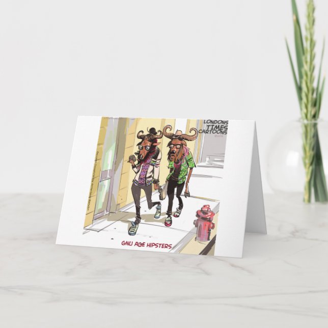 Gnu Age Hipsters Rick London Funny Card (Front)