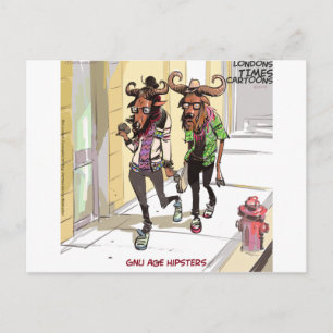 Gnu Age Hipsters Rick London Funny Postcard