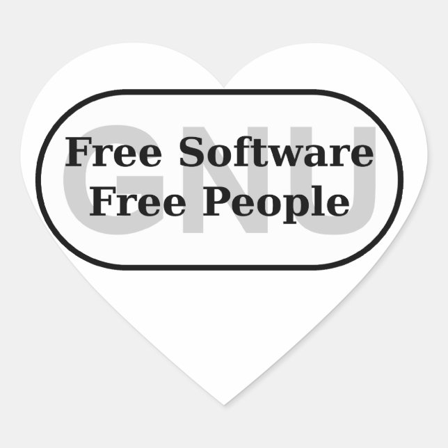 GNU - Free Software - Free People Heart Sticker (Front)
