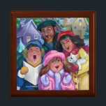 Go a Caroling Illustration Gift Box<br><div class="desc">A family of four is out on their traditional Christmas caroling trip in a quaint neighbourhood. Singing, cheer and merriment for all in this fun original art by our talented children's illustrator, Traci Van Wagoner. Enjoy the holiday season and share your seasonal greetings with this festive family and join in...</div>