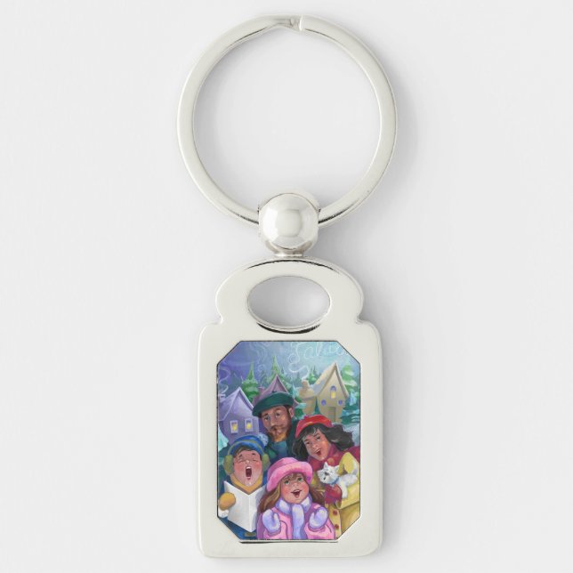 Go a Caroling Illustration Key Ring (Front)