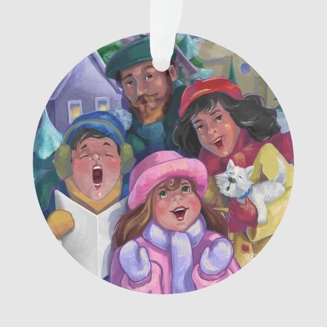 Go a Caroling Illustration Ornament (Front)