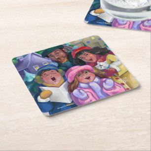 Go a Caroling Square Paper Coaster
